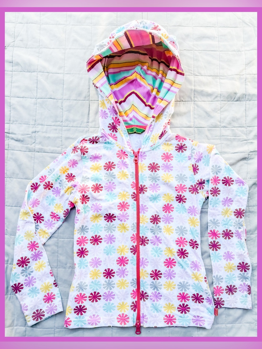 Oilily Girls Multicolor Daisy Zip Hoodie Jacket 128 8 Dutch Designer European